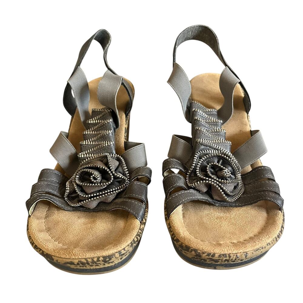 Rieker Roberta Wedge Sandals Gray Size 40 US 9